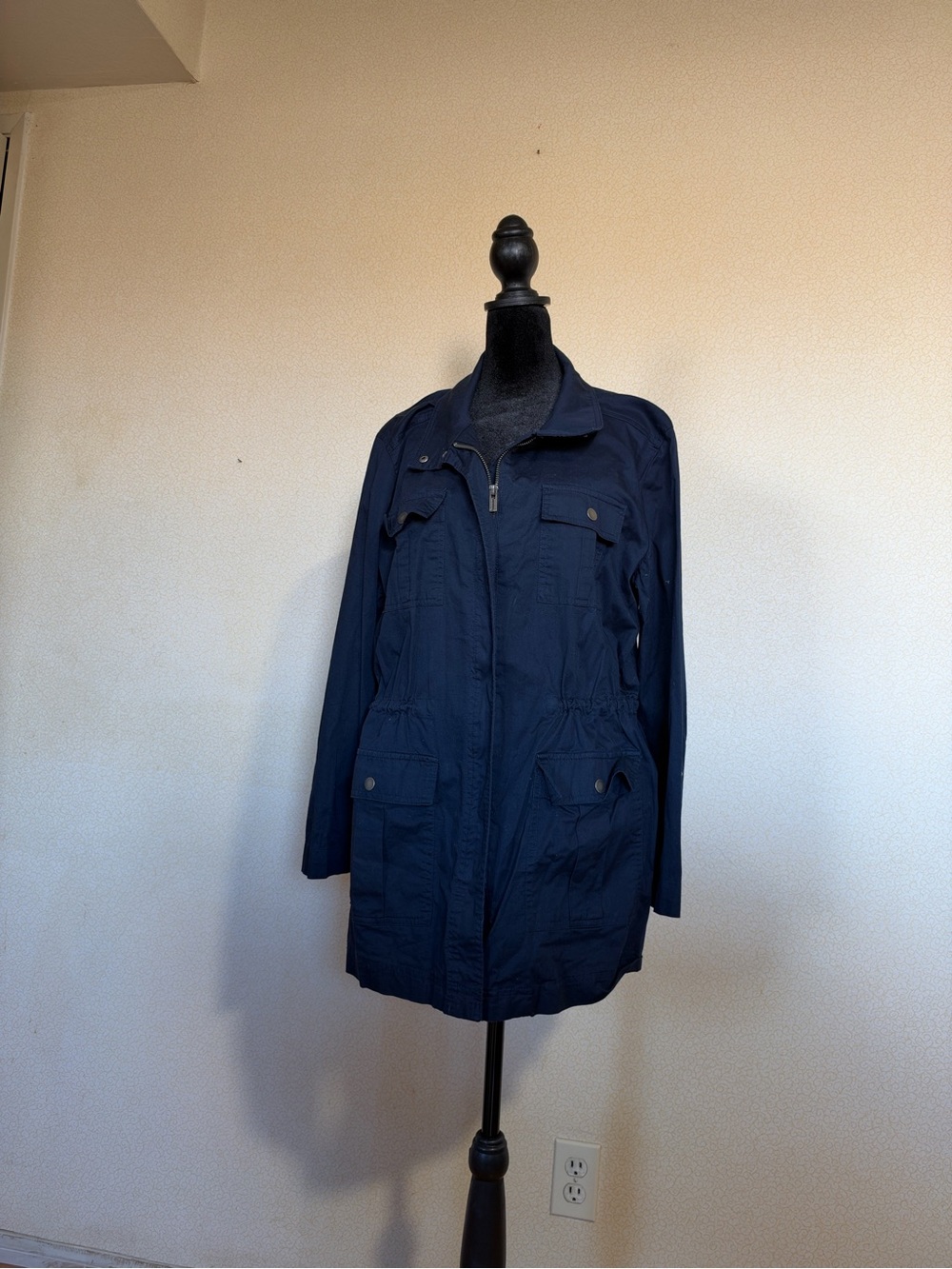 Jones New York Navy Utility Jacket with Front Pockets